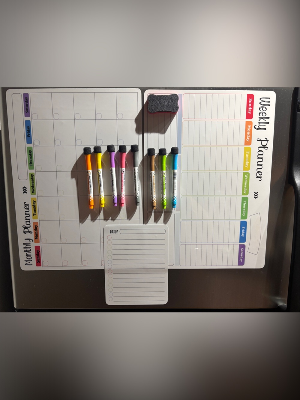 Fridge Magnets Monthly & Weekly Planner Set with Colorful Dry Erase Markers